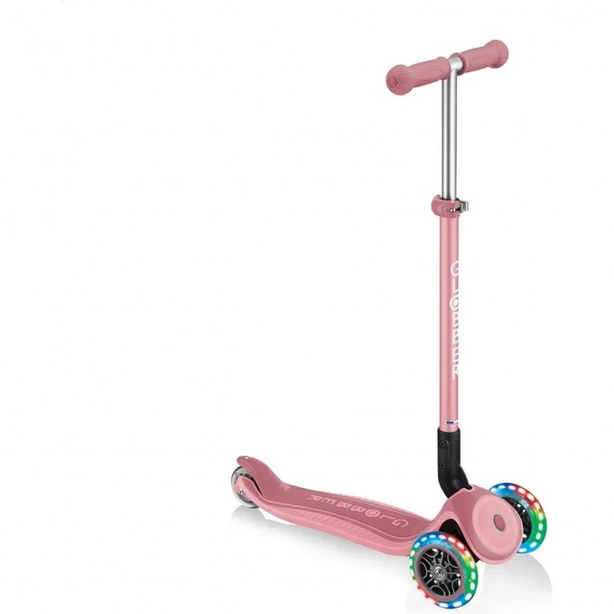 Самокат GLOBBER PRIMO FOLDABLE PLUS LIGHTS Пастельно-розовый 439-210